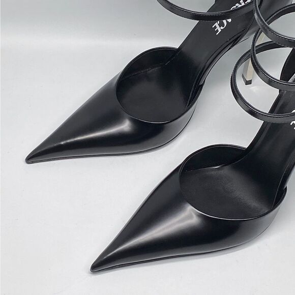 Versace Pin Point Leather Ankle Strap Pumps - Picture 11 of 14